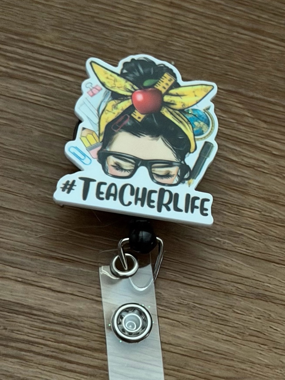 TeacherLife Yellow Headband Badge Reel - Retractable ID Holder